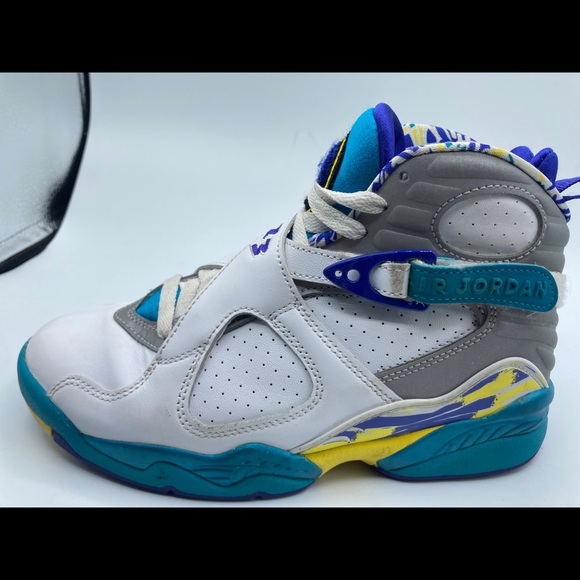 2019 Nike Air Jordan 8 Retro OG White Aqua CI1236-100 Sz 7 Women’s - Picture 3 of 12